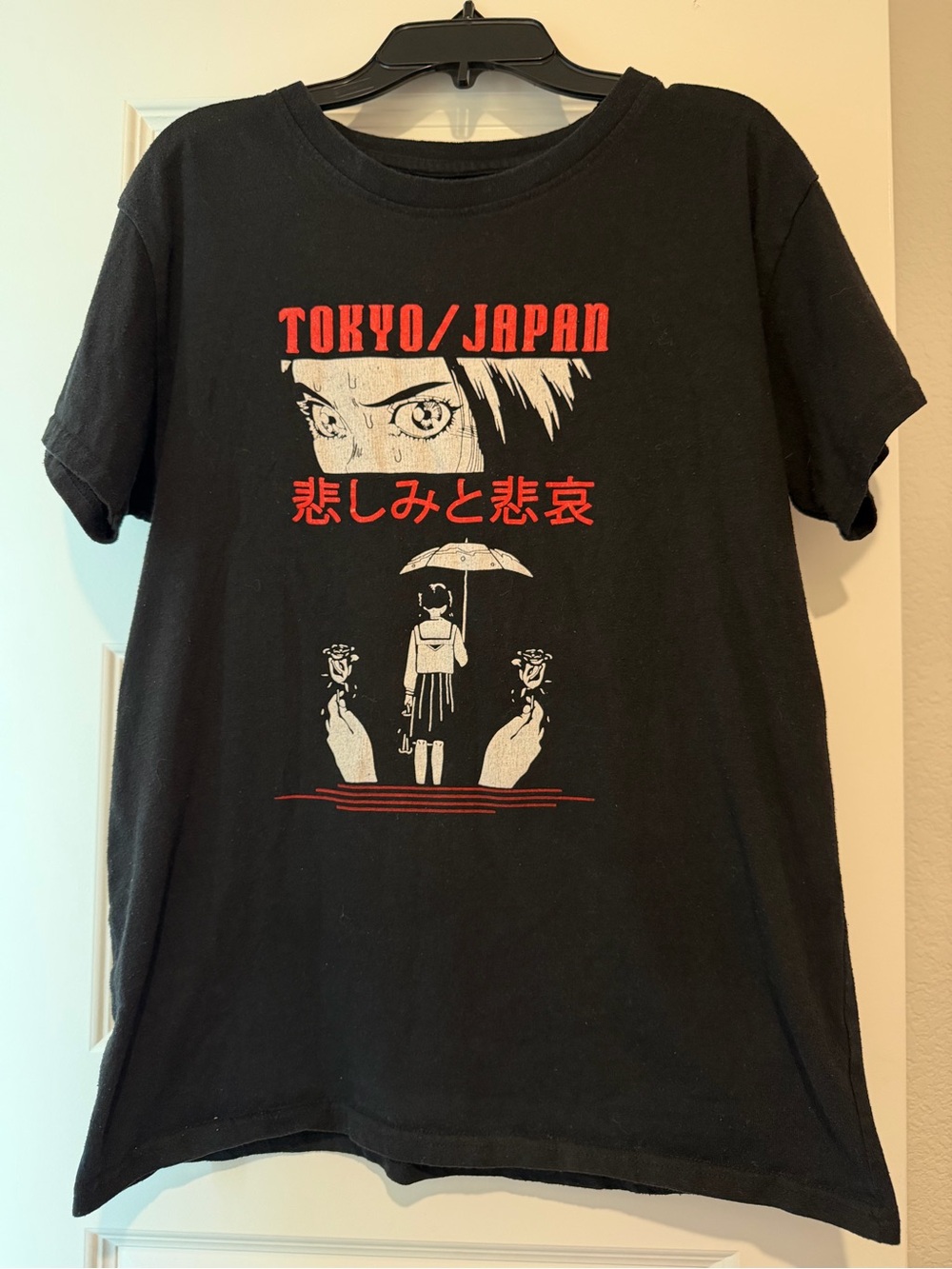 Brisco Brands Tokyo Japan Anime Manga Graphic T-Shirt Black Red Medium